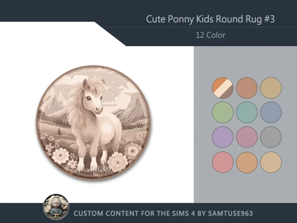Cute Pony Kids Round Dance Rug #3 Samtuse963