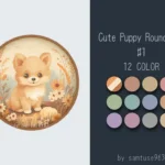 Cute Puppy Kids Round Dance Rug #1 Samtuse963