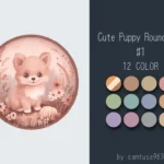 Cute Puppy Kids Round Dance Rug #1 Samtuse963