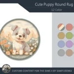 Cute Puppy Kids Round Dance Rug #2 Samtuse963
