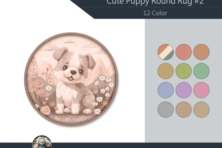 Cute Puppy Kids Round Dance Rug #2 Samtuse963