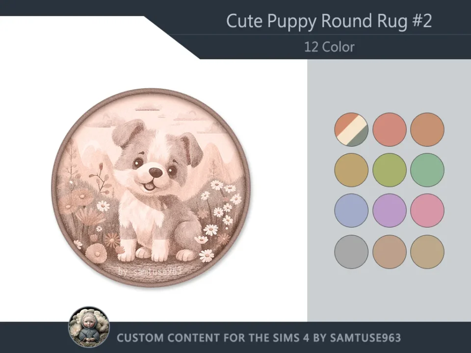 Cute Puppy Kids Round Dance Rug #2 Samtuse963