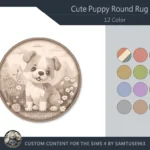 Cute Puppy Kids Round Dance Rug #2 Samtuse963