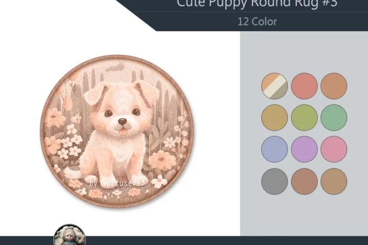 Cute Puppy Kids Round Dance Rug #3 Samtuse963