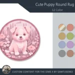 Cute Puppy Kids Round Dance Rug #3 Samtuse963