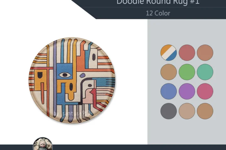 Doodle Round Dance Rug #1 Samtuse963