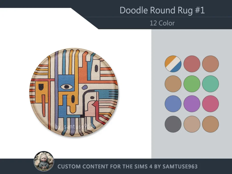 Doodle Round Dance Rug #1 Samtuse963