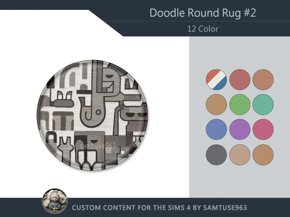 Doodle Round Dance Rug #2 Samtuse963