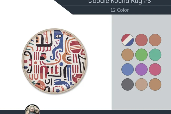 Doodle Round Dance Rug #3 Samtuse963