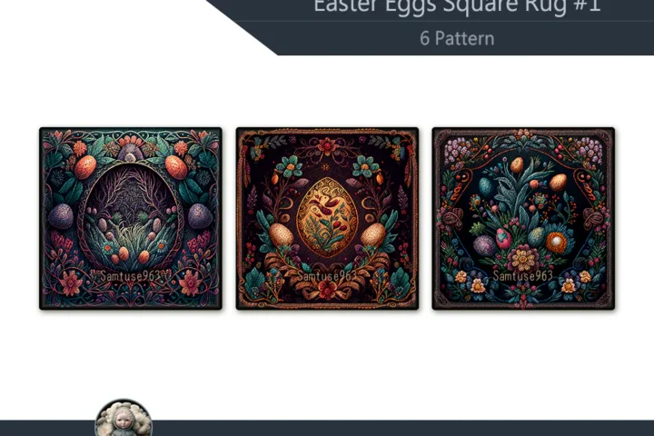 Easter Eggs Square Dance Rug #1 Samtuse963
