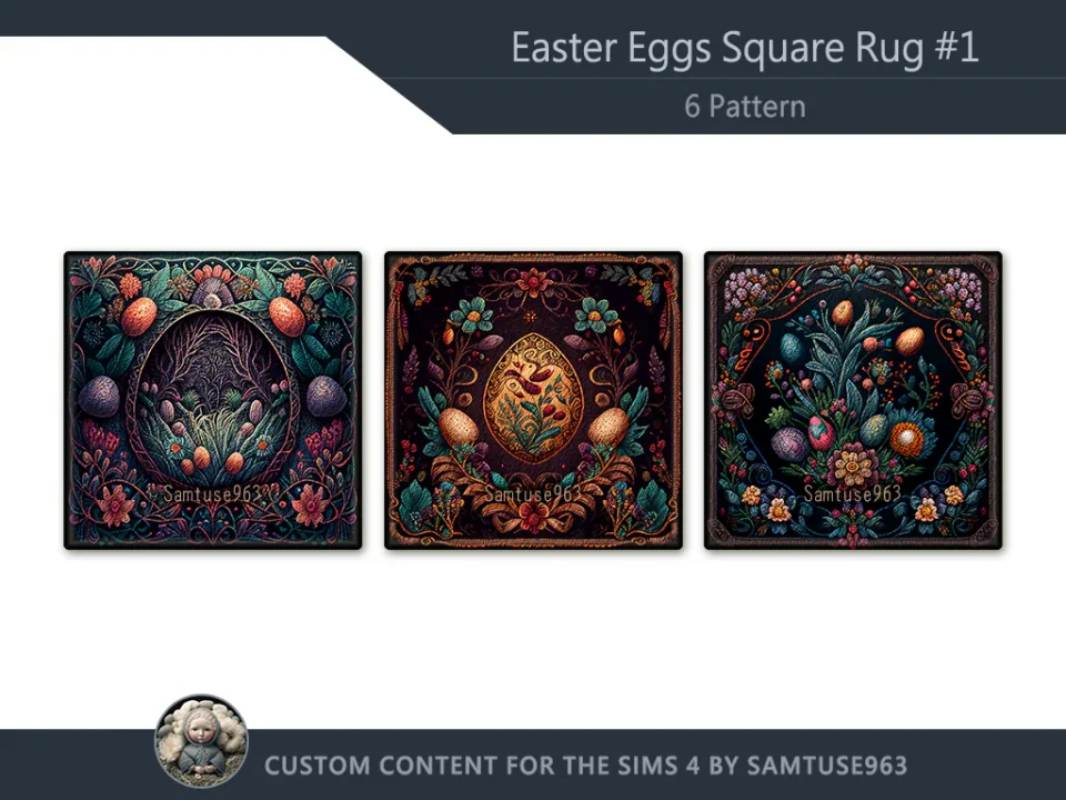 Easter Eggs Square Dance Rug #1 Samtuse963
