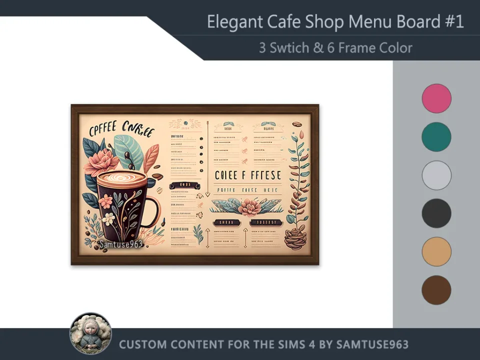 Elegant Cafe Shop Menu Board #1 Samtuse963