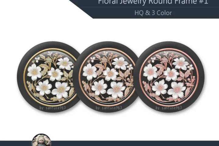 Floral Jewelry Round Frame #1 HQ Samtuse963
