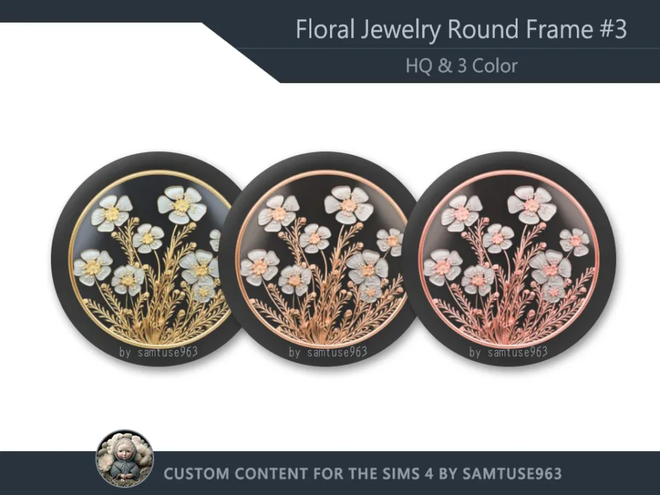Floral Jewelry Round Frame #3 HQ Samtuse963