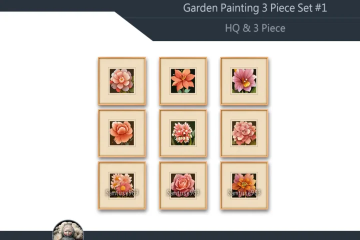 HQ Flower Painting 3 Square Frame #1 Samtuse963