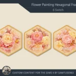 Flower Painting Hexagonal Frame #1 Samtuse963