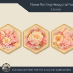 Flower Painting Hexagonal Frame #1 Samtuse963