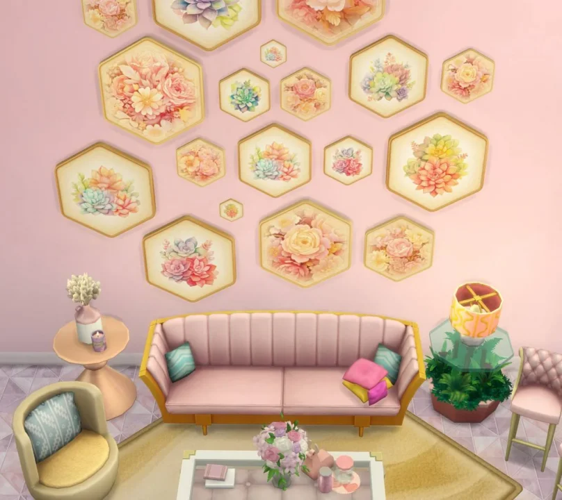 Succulents Painting Hexagonal Frame #1 Samtuse963
