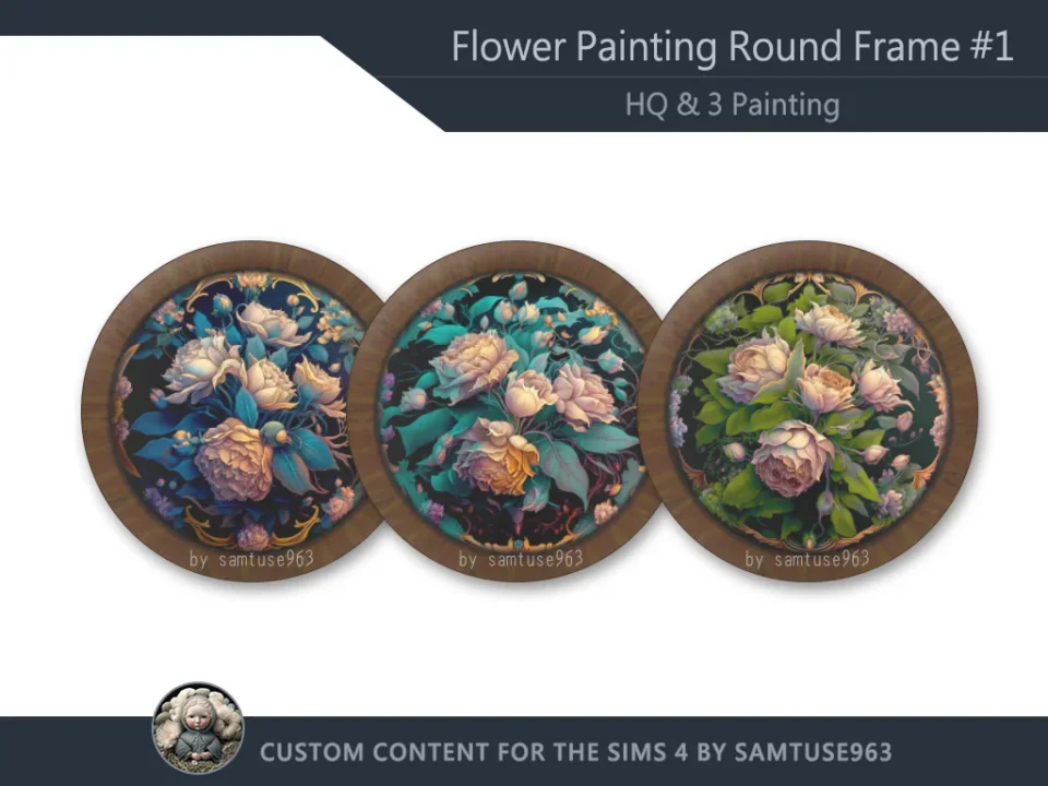 HQ Flower Painting Round Frame #1 Sellable Samtuse963
