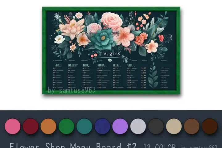 Flower Shop Menu Board #2 Samtuse963