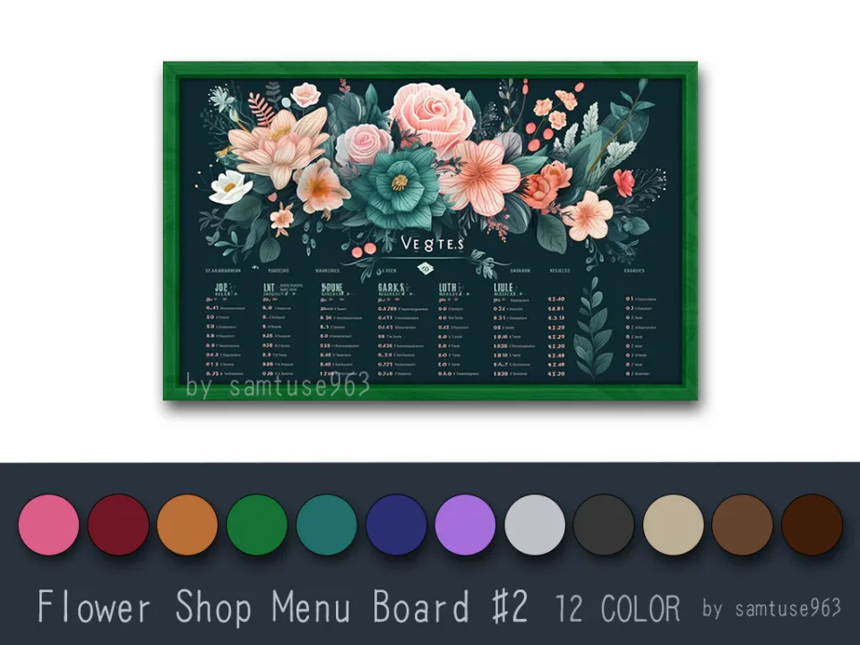 Flower Shop Menu Board #2 Samtuse963