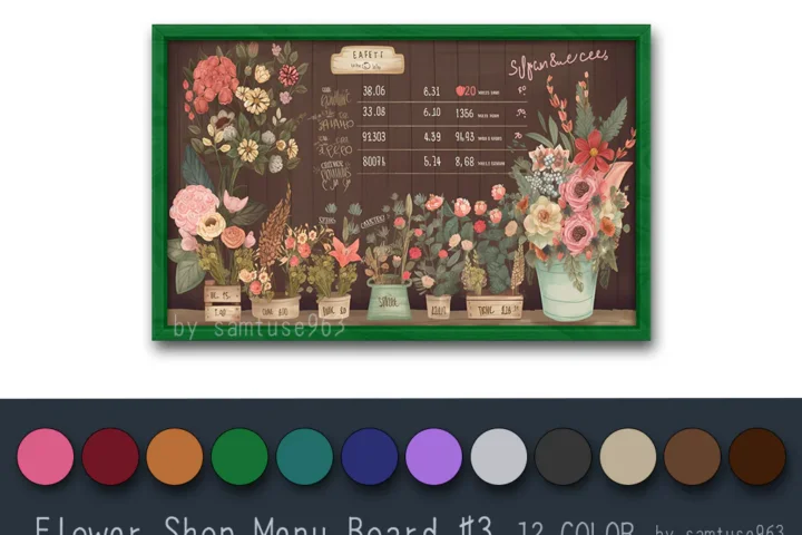 Flower Shop Menu Board #3 Samtuse963