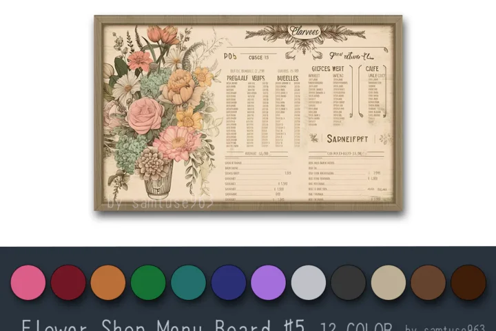 Flower Shop Menu Board #5 Samtuse963