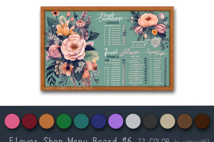 Flower Shop Menu Board #6 Samtuse963