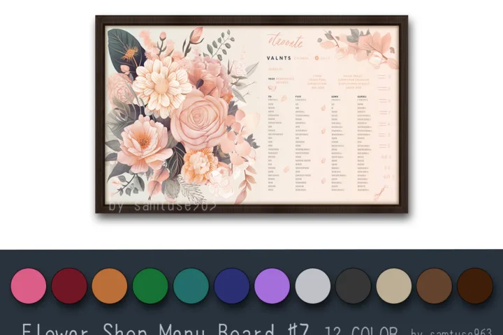 Flower Shop Menu Board #7 Samtuse963