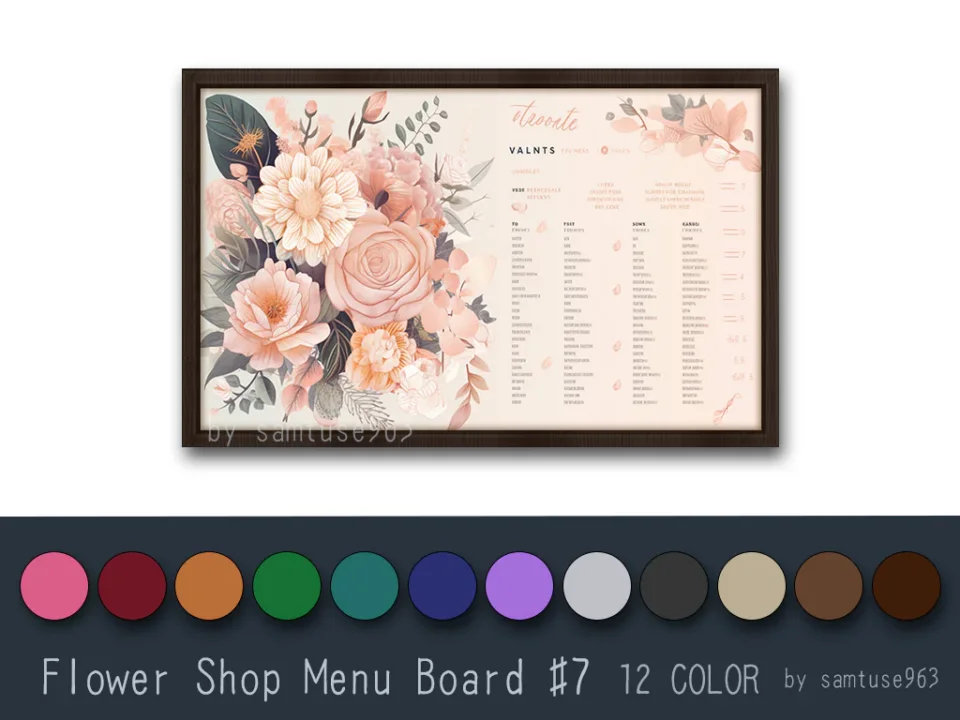 Flower Shop Menu Board #7 Samtuse963