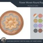 HQ Flower Woven Round Dance Rug #1 Samtuse963