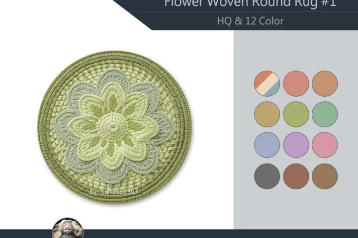 HQ Flower Woven Round Dance Rug #1 Samtuse963
