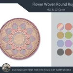 HQ Flower Woven Round Dance Rug #2 Samtuse963