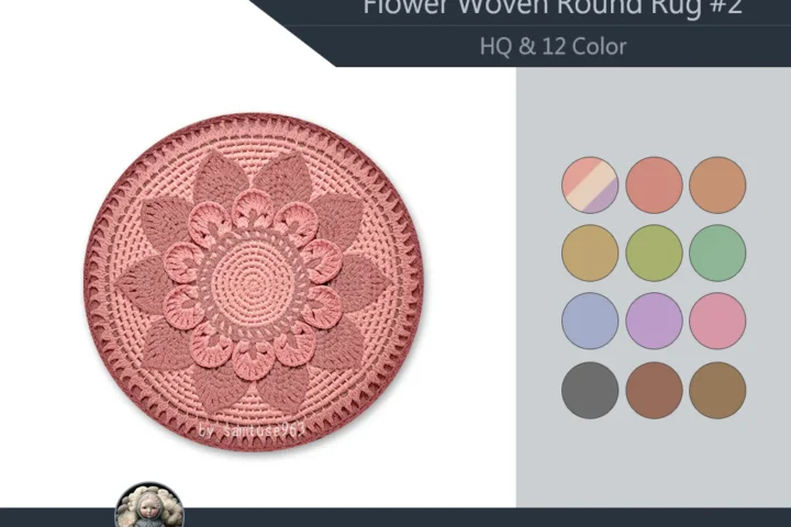 HQ Flower Woven Round Dance Rug #2 Samtuse963
