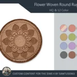 HQ Flower Woven Round Dance Rug #2 Samtuse963