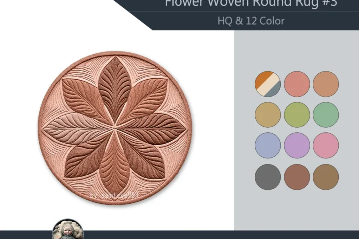 HQ Flower Woven Round Dance Rug #3 Samtuse963