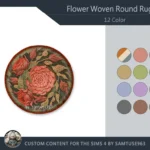 Flower Woven Round Dance Rug #4 Samtuse963
