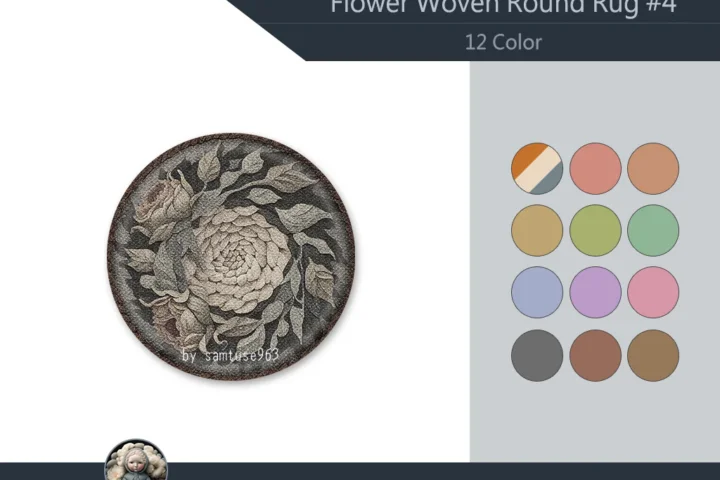 Flower Woven Round Dance Rug #4 Samtuse963