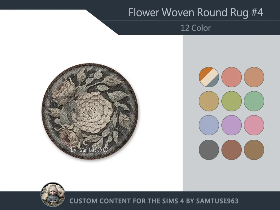 Flower Woven Round Dance Rug #4 Samtuse963