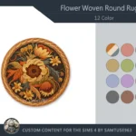 Flower Woven Round Dance Rug #5 Samtuse963