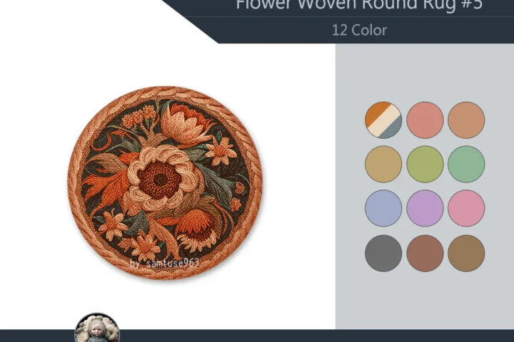 Flower Woven Round Dance Rug #5 Samtuse963
