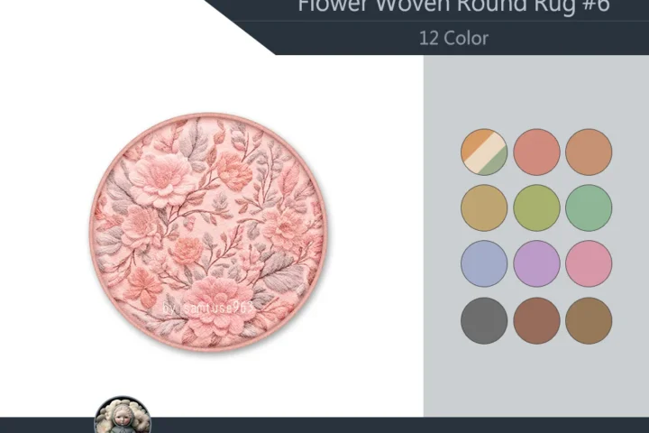 Flower Woven Round Dance Rug #6 Samtuse963