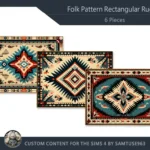 Folk Pattern Rectangular Dance Rug #1 Samtuse963