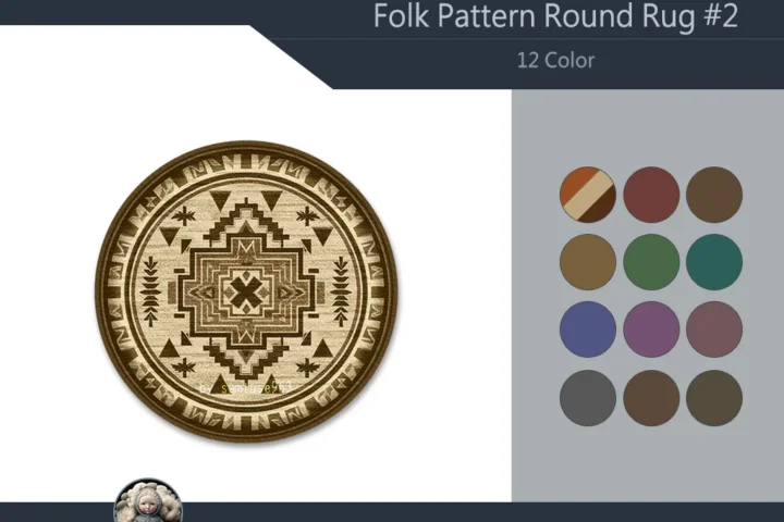 Folk Pattern Round Dance Rug #2 Samtuse963