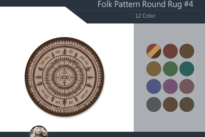 Folk Pattern Round Dance Rug #4 Samtuse963