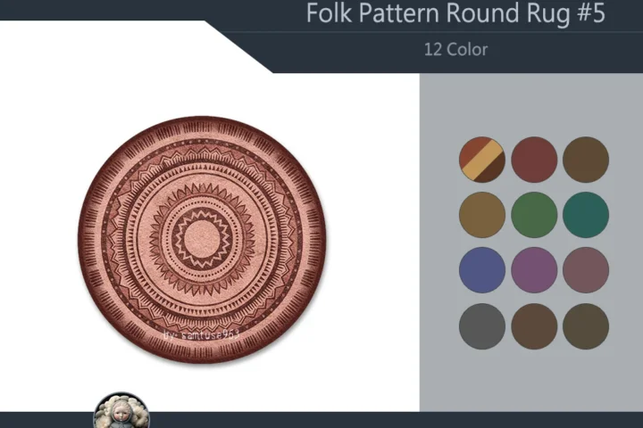 Folk Pattern Round Dance Rug #5 Samtuse963