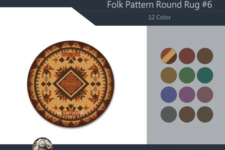 Folk Pattern Round Dance Rug #6 Samtuse963