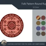 Folk Pattern Round Dance Rug #6 Samtuse963