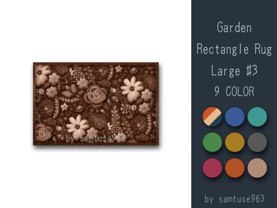 Garden Pattern Rectangle Rug Large #3-Samtuse963