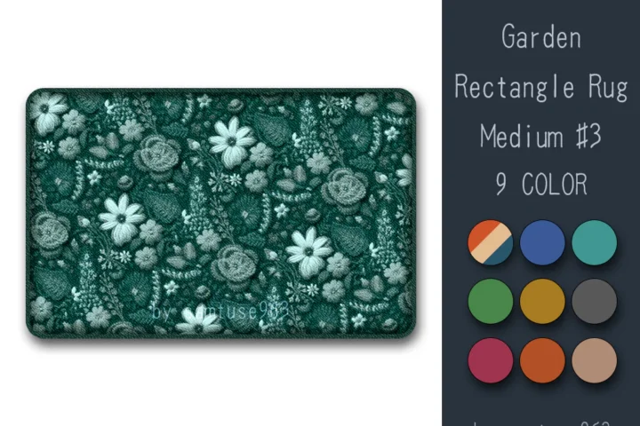 Garden Pattern Rectangle Rug Medium #3-Samtuse963